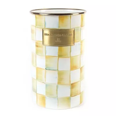 MacKenzie Childs Parchment Check Utensil Holder Canister Vase • $79.99