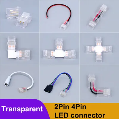 5X 2Pin 8mm 10mm 4Pin LED Strip Connector Adapter Wire For 5050 3528 RGB Lights • $6.99