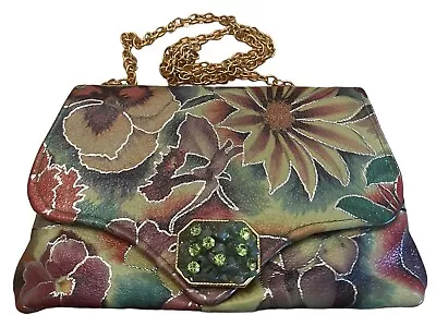 Hand Painted Leather Handbag By Kemestry Design Chain Strap Beautiful • $175