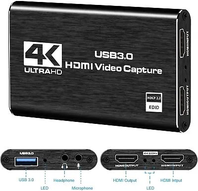 $26.99 • Buy 4K Audio Video Capture Card USB3.0 HDMI Video Capture Device Full HD 1080P 60FPS