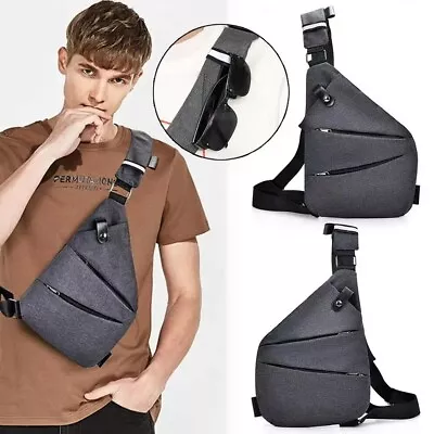 Mens Waterproof Personal Shoulder Anti Theft Pocket Bag Travel Casual Chest Pack • $11.89