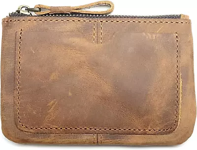 Genuine Leather Coin Purse Pouch For Women Men Vintage Cowhide Grain Leather Sli • $16.88