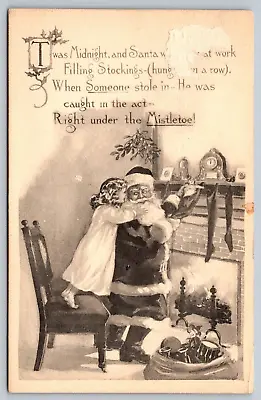  Santa Claus Child Fireplace Story Mistletoe Vintage Postcard  • $7.43