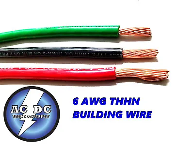 25' Ea Thhn Thwn 6 Awg Gauge Black Green  Red Stranded Copper  Building Wire • $94.94