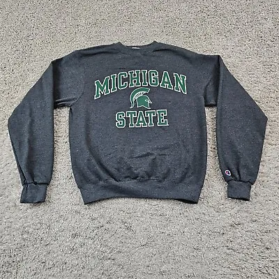 Michigan State Spartans Sweatshirt Mens Small S Gray Champion Pullover Crewneck • $15.94