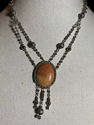 Vintage  Spiny Oyster Cabochon Necklace 16  • $25