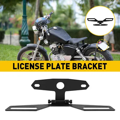 Black Folding License Plate Rear Tail Light Holder Bracket Mount For Motorcycle • $9.99