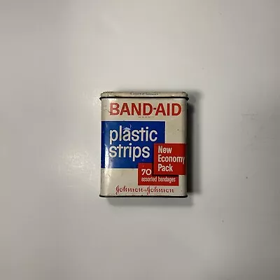 Vintage Band-Aid Plastic Strips Johnson & Johnson Metal Tin Box Decor USA • $10.99