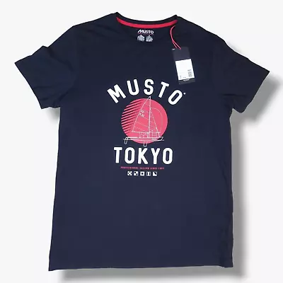 MUSTO T-Shirt Medium M Mens Black BNWT Short Sleeve Cotton Tokyo Sailing • £24.95