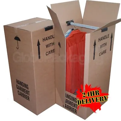 3 Large Garment Wardrobe Cardboard Moving Boxes 24hrs • £26.98