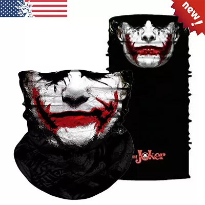 3D Cool Skull Joker Clown Neck Gaiter Face Mask For Cycling/Motorcycle/Halloween • $6.89