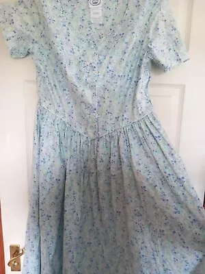 Rare Vintage Laura Ashley Blue Floral Dress Size 16 • $43.56
