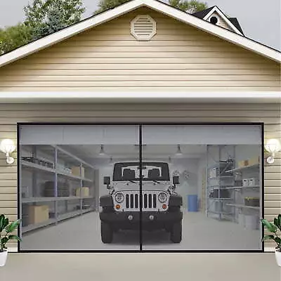 16x7 Ft 5.8 Lbs For 2 Cars Heavy-Duty Garage Net Fiberglass Magnetic Mesh Screen • $29.63