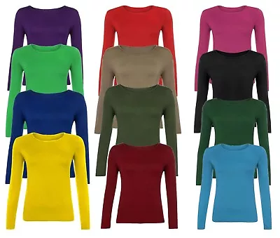 Kids Tshirt Plain Basic Top Long Sleeve Girls Uniform T-Shirt Tops Age 2-6 Years • £5.79