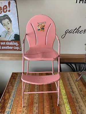 AMSCO PINK  DOLL-E-HIGHCHAIR 1950s VINTAGE Metal Mid Century Toy • $75