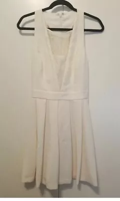 BCBGeneration Fit N Flare Dress Size 12 Ivory White Sleeveless Lace Cutout • $14.99