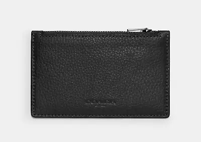 COACH Men's Zip Card Case Refined Pebbled Leather Wallet C4280 (Black) - NWT • $49.95