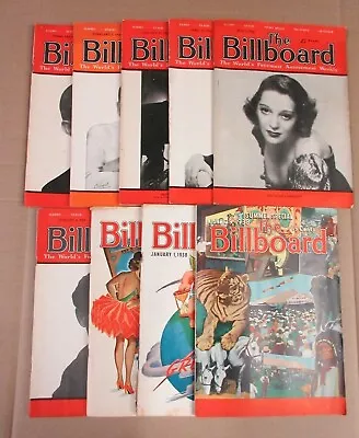 Vintage The Billboard Magazine 1938 Lot Of 9 Magazines   56 • $311.20