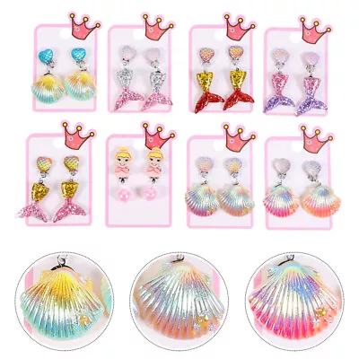 8 Pairs Princess Play Jewelry Earrings For Kids Clip • £11.99