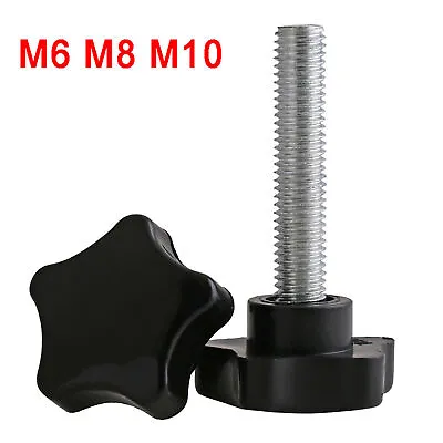 M6 M8 M10 Black Plastic Rosette Pentagram Star Thumb Screws Hand Grip Knob Bolts • £4.14