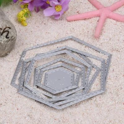 £5.75 • Buy Set 7 Nesting Hexagon Frame Card Cards Paper Dies Die Metal Cutting Cutter