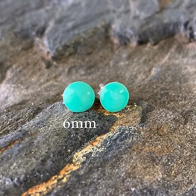 $13.97 • Buy Turquoise Stud Earrings 925 Sterling Silver Round 3.75mm Or 6mm Round, USA