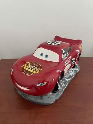 Disney Pixar CARS - Lightning McQueen 3D Ceramic Coin Money Box Bank 11   VGC • £17.99