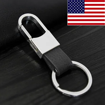 Creative Metal Leather Key Chain Ring Fob Keyfob Car Keychain Keyring Mens Gift • $2.08