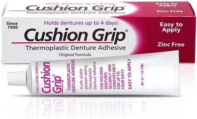 Cushion Grip Thermoplastic Denture Adhesive 1 Oz - 100% Waterproof & Zinc Free • $13.99
