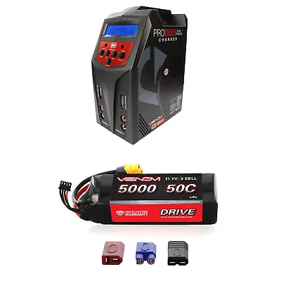 Venom 50C 3S 5000mAh 11.1V LiPo Battery And Pro Duo Charger Combo • $219.98