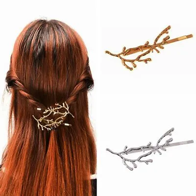 Head Dress Women Flower Barrette Metal Jewelry Branch Leaves Hair Clip Hairpin • £3.55