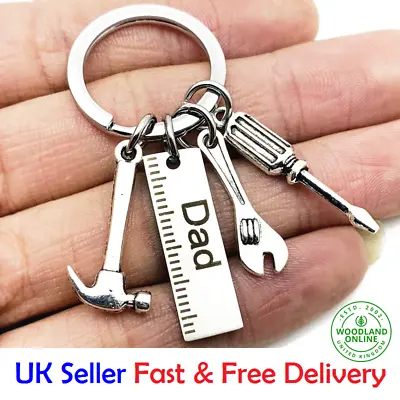 Cute Father’s Birthday Gift Dad Tools Keyring Stainless Steel Keyfob Keychain UK • £2.29