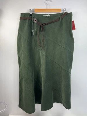 $32.95 • Buy NWT JM Collection Skirt Women's Sz 16P Olive Green Maxi Braided Cord Belt