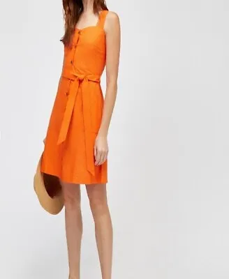 £10 • Buy SALE Warehouse BNWT Orange Button Front Mini Dress Size 18 New