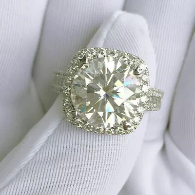 2.50CT Round Cut Moissanite Wedding Halo Engagement Ring 14K White Gold Plated • $139.99