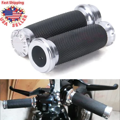 Chrome 1  Motorcycle Handle Bar Hand Grips For Harley-Davidson Cruiser Chopper • $23.45