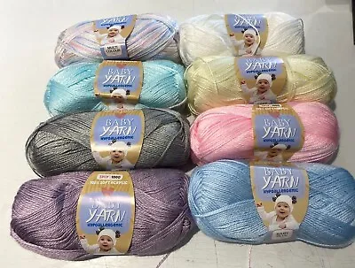 $2.49 • Buy 100g Hypoallergenic Baby Knitting Yarn SuperSoft 3Ply 100% Soft Acrylic 8 Colour