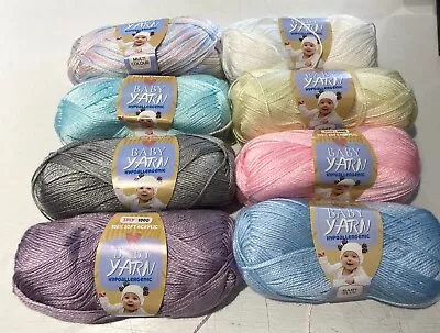 100g Hypoallergenic Baby Knitting Yarn SuperSoft 3Ply 100% Soft Acrylic 8 Colour • $2.99