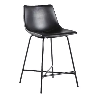 Walker Edison Upholstered Metal Counter Stool With X Base In Black • $141.05