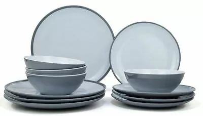 £19.99 • Buy Outdoor Melamine Dinner Set Plates Bowls Mugs Set Picnic Camping Crockery Grey