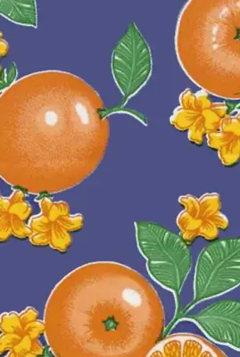 Oilcloth Fabric Oranges Blue Pattern Sold In Yard Or Bolt • $14.99
