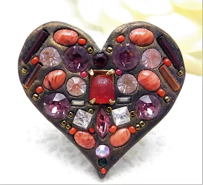 Vintage Bejeweled Mosaic Heart Brooch • $10