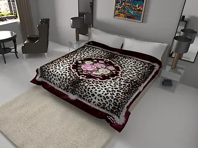 Solaron Blanket Thick Ultra Fine Polyester Mink Plush Leopard Flower Heavy Weigh • $85.99