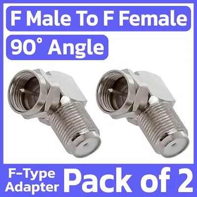 2 Pack F-Type Male To Female 90° Angle Adapter Right Angle Coax Cable Connector • $7.49