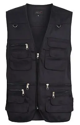 Mens Waistcoat Multi Pocket Jacket Fishing Camping Travelling Hiking Gilet • £13.99