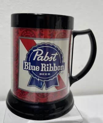 Vintage ~ Pabst Blue Ribbon Black Tapered Plastic Mug ~ 4 7/8  Tall ~ USA Made • $15.99