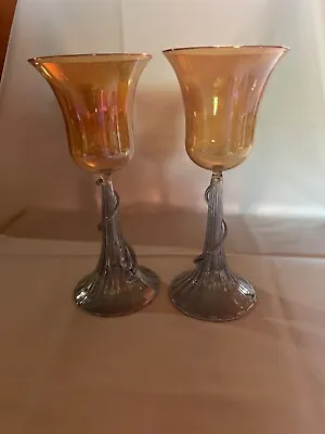 Parise Vetro Venetian Murano Iridescent Goblets Set 2 • $125