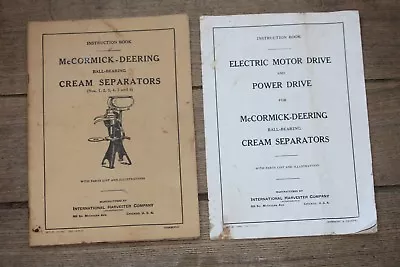 Two McCormick Deering Ball Bearing Cream Separators Instruction Booklets • $45