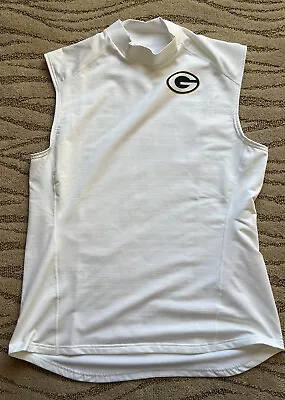 Green Bay Packers Game Worn Sleeveless Shirt THICK Issued Nike NFL WHITE 2XL • $34.99
