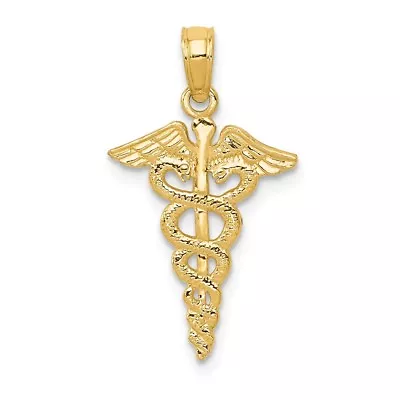 14k Yellow Gold Caduceus Medical Symbol Charm Pendant 0.91 Inch • $88.08